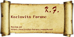 Kozlovits Ferenc névjegykártya